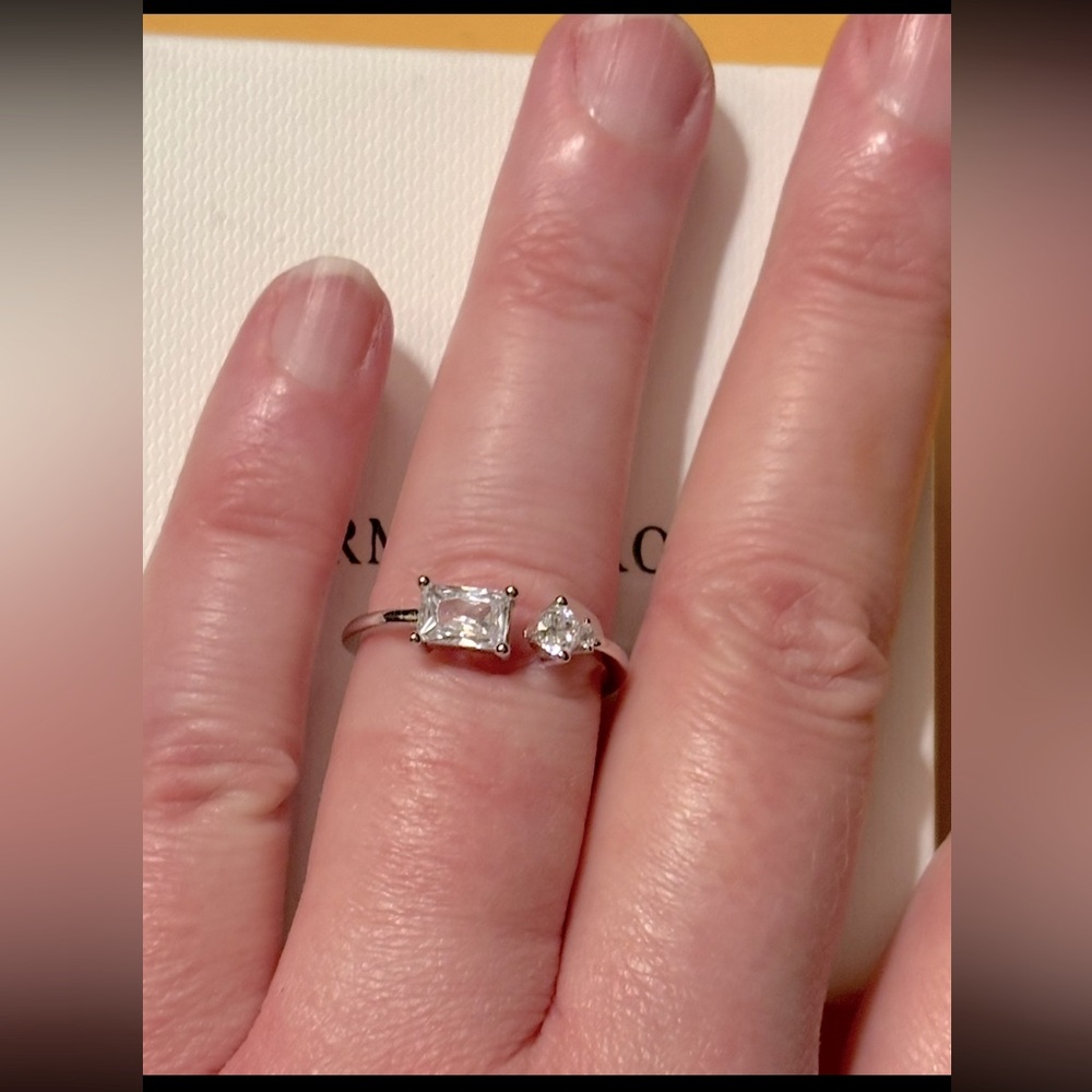 Charmed Aroma- Sterling Silver Dual Cubic Zirconia Stone-Ring-Size 7